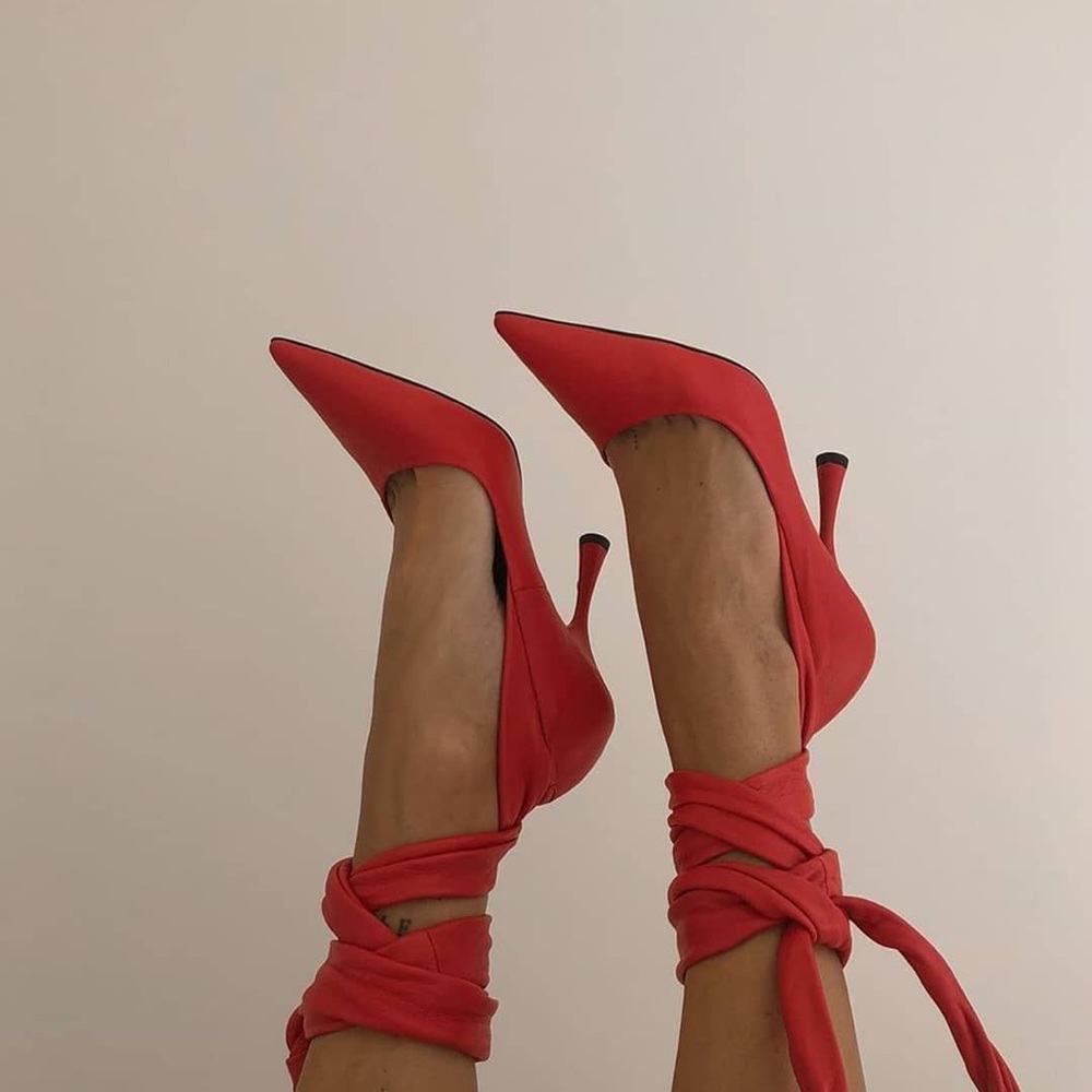 Tony Bianco red tie heels